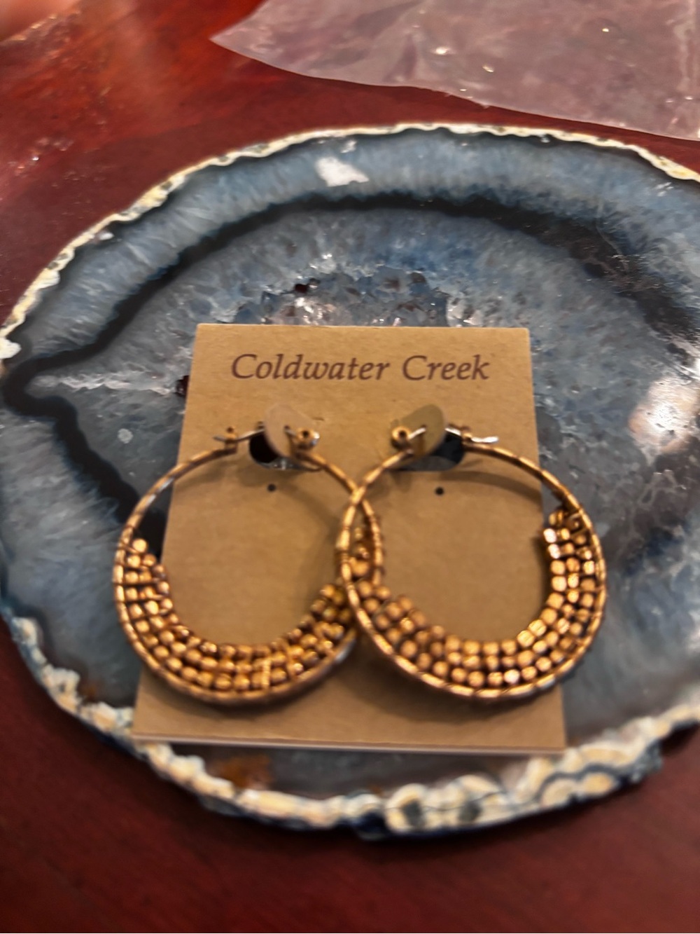 Coldwater Creek Gold Beaded Hoop Earrings